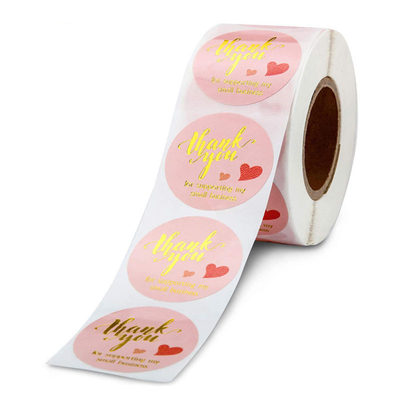 Low Moq Waterproof CMYK Label Printing Vinyl Gold Foil Stickers Removable Self Adhesive Stickers Custom Thank You Stickers