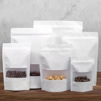 Factory Price Best Recyclable Chaozhou White Rack Up Kraft Paper Pouch Tote Bag With Window Biodegradable Food Bag