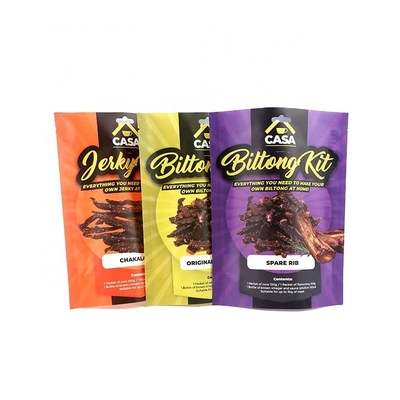 La barrera modificó a Logo Matte Foil Stand Up Pouch para requisitos particulares 50 gramos los bolsos del paquete de la cecina de la cecina de 80 gramos